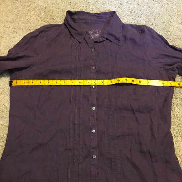 100% Linen Purple Pintuck Button Down Dress Shirt - Picture 11 of 15